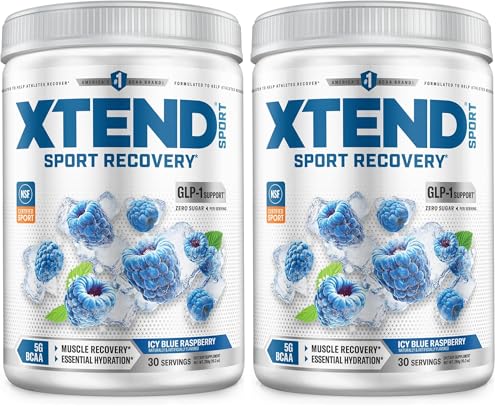 Image of Scivation XTEND Sport BCAA Powder Blue Raspberry Ice - Electrolyte Powder for Recovery & Hydration with Amino Acids - 30 Servings,(Pack of 2)