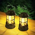Flintronic Camping Lanterns Retro, 2 Packs Portable Camping Lights Retro Battery Powered, Camping Lamp IPX4 Waterproof, Vintage COB Hanging Tent Light for Tent, Outdoor, Hiking, Garden, Emergency