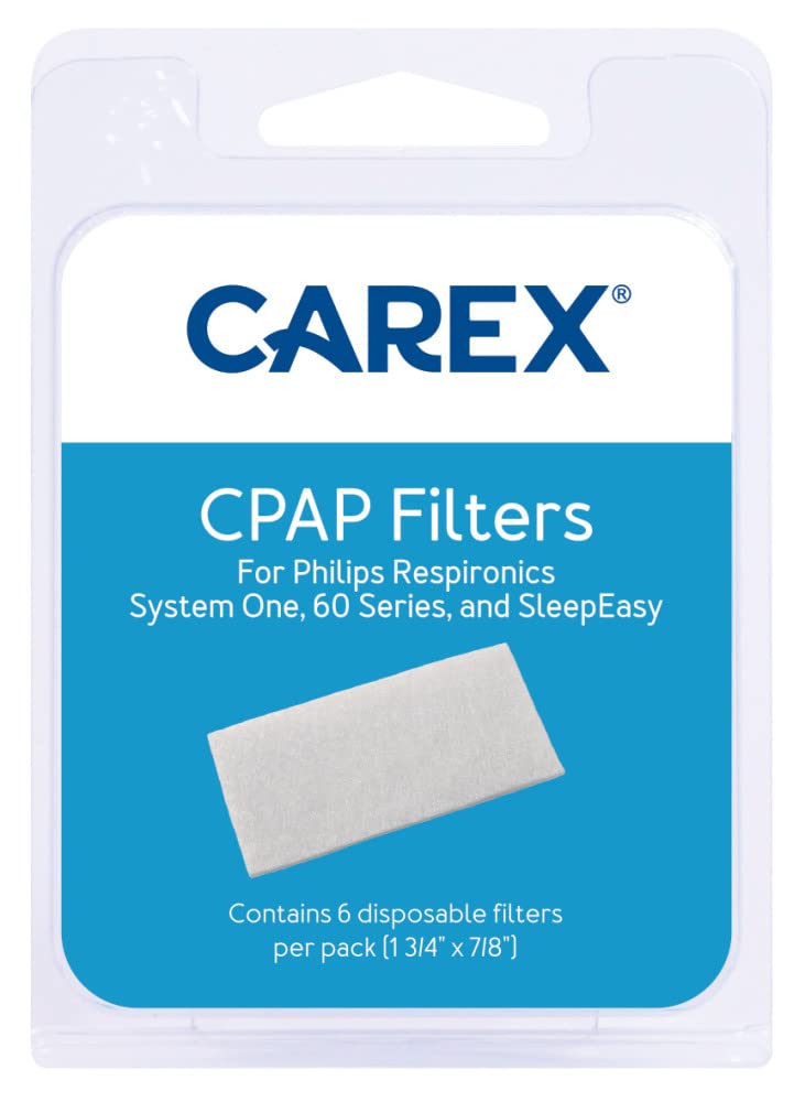 Carex, CPAP Filters for Philips Respironics System One 60 Series & Sleepeasy Disposable, 6 Count