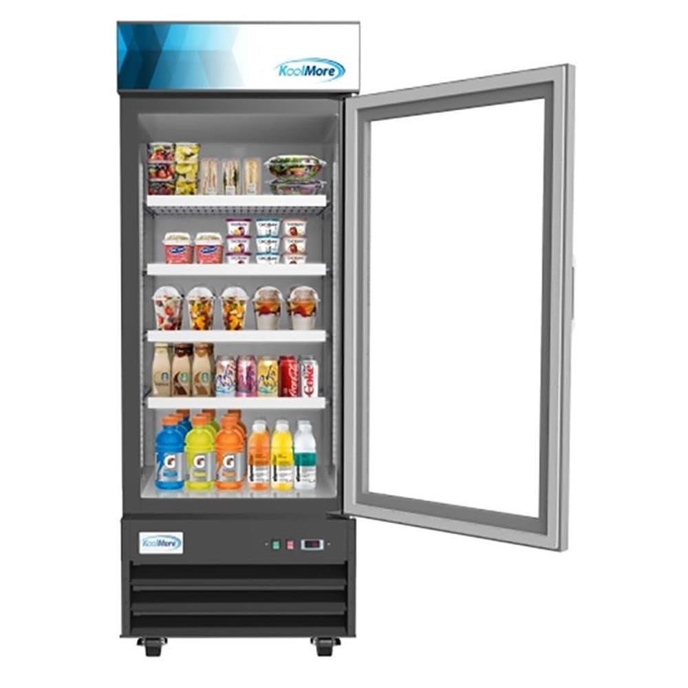 Pemberly Row 1 Door Steel/Aluminum Display Refrigerator Merchandiser In Black on Fridge.com - View 5