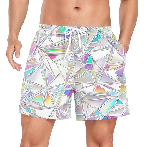 xigua Stained Glass Mens Swim Trunks with Liner, 5 inch Quick Dry Mens Boardshorts for Beach