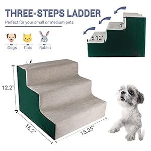 NAMSAN-Dog-Stairs-for-Small-Dogs-High-Beds-Self-Assembly-Pet-Steps-for-Small-Medium-Dogs-Cats-Non-Slip-Dog-Steps-for-Couch-Washable-Cover-122-Height-GreenGray - Cucciolini Doodles   NAMSAN-Dog-Stairs-for-Small-Dogs-High-Beds-Self-Assembly-Pet-Steps-for-Small-Medium-Dogs-Cats-Non-Slip-Dog-Steps-for-Couch-Washable-Cover-122-Height-GreenGray