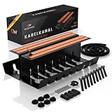 GELSENWERK® 2er Set Kabelkanal Schreibtisch Schwarz ohne Bohren - Kabelhalter 43x12x12cm inkl. Kabelschlauch - Kabelwanne für ordentliches Kabelmanagement am Arbeitsplatz und Ordnung im Büro