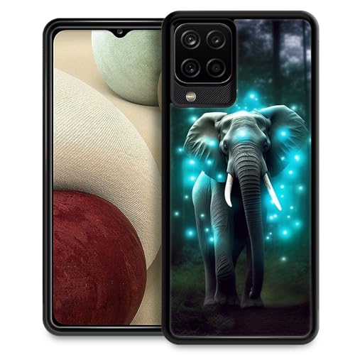 Coque Galaxy A12 design graphique éléphant bleu d'une résistance supérieure contre les chutes