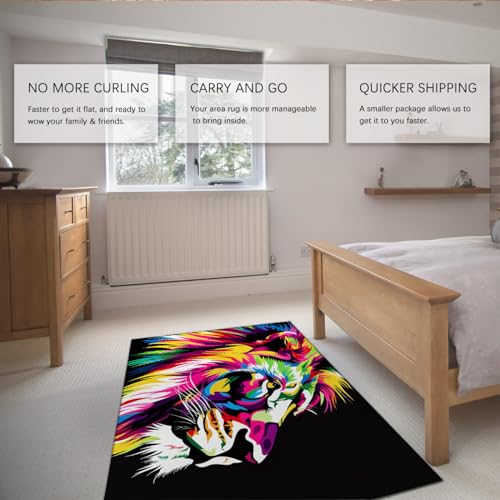 Tapis de sol lions peints lavable et antidérapant de 60x120cm