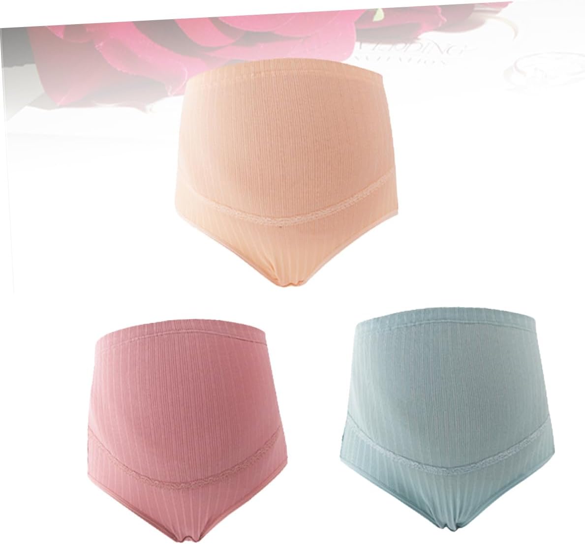 Maternity High Waist Pants Cotton Panties for Pregnant Women 3pcs Breathable (Skin Blackish)