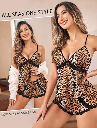 Image of Avidlove Sexy Pajamas Set for Women Lace Modal Cute Lingerie Sets 2 Piece Cami Pj Shorts Set Sleepwear