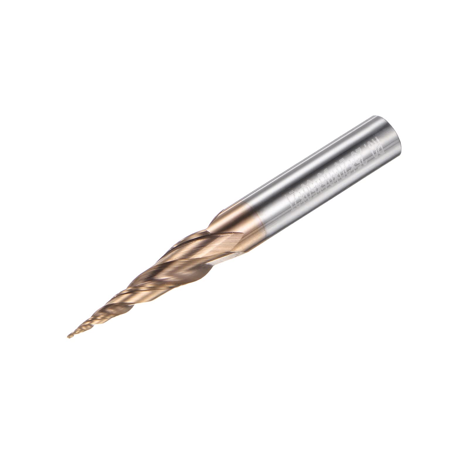 sourcing map Conique Bille Nez Terminal Fraise, TiSiN Revêtu Solide Carbure 2 Cannelure Spirale Fraisage Fraise, 0,25mm Rayon, 0,5mm Diamètre, 6mm Tige, 50mm Longueur, 15,66 Degré Angle