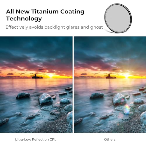 K&F CONCEPT 77mm Ultra-Low Reflectivity Circular Polarizers Filter 28 Multi-Layer Coatings Ultra-Slim High Definition Polarizing Camera Lens Filter (Nano-X Series)