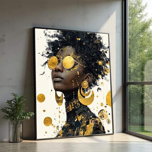 Toile portrait afrocentrique femme noire 80x120cm sans cadre XINBAO