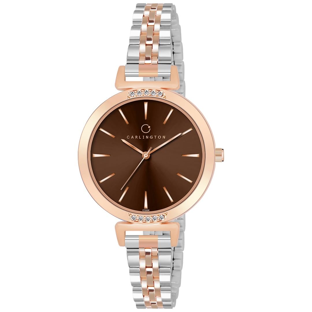 Carlington Iconic Analog Watch for Women - CT 2034, Two Tone Brown - Image 1