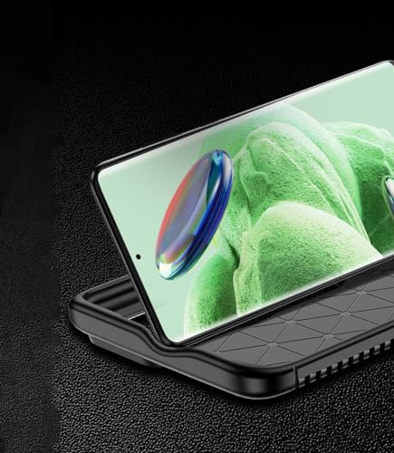 Image of for Redmi Note 13 Pro Plus 5G Back Cover |Soft Silicone Carbon Fiber Texture Anti-Scratch Shockproof Cover for Redmi Note 13 Pro Plus 5G - Black