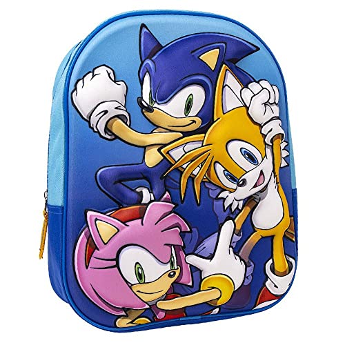 CERDÁ LIFE'S LITTLE MOMENTS - Mochila Niño - Mochila Escolar - Sonic 3D Con Cremallera y Asas Ajustables - Backpack - Ergonómica y Cómoda - Licencia Oficial Marvel - Sonic