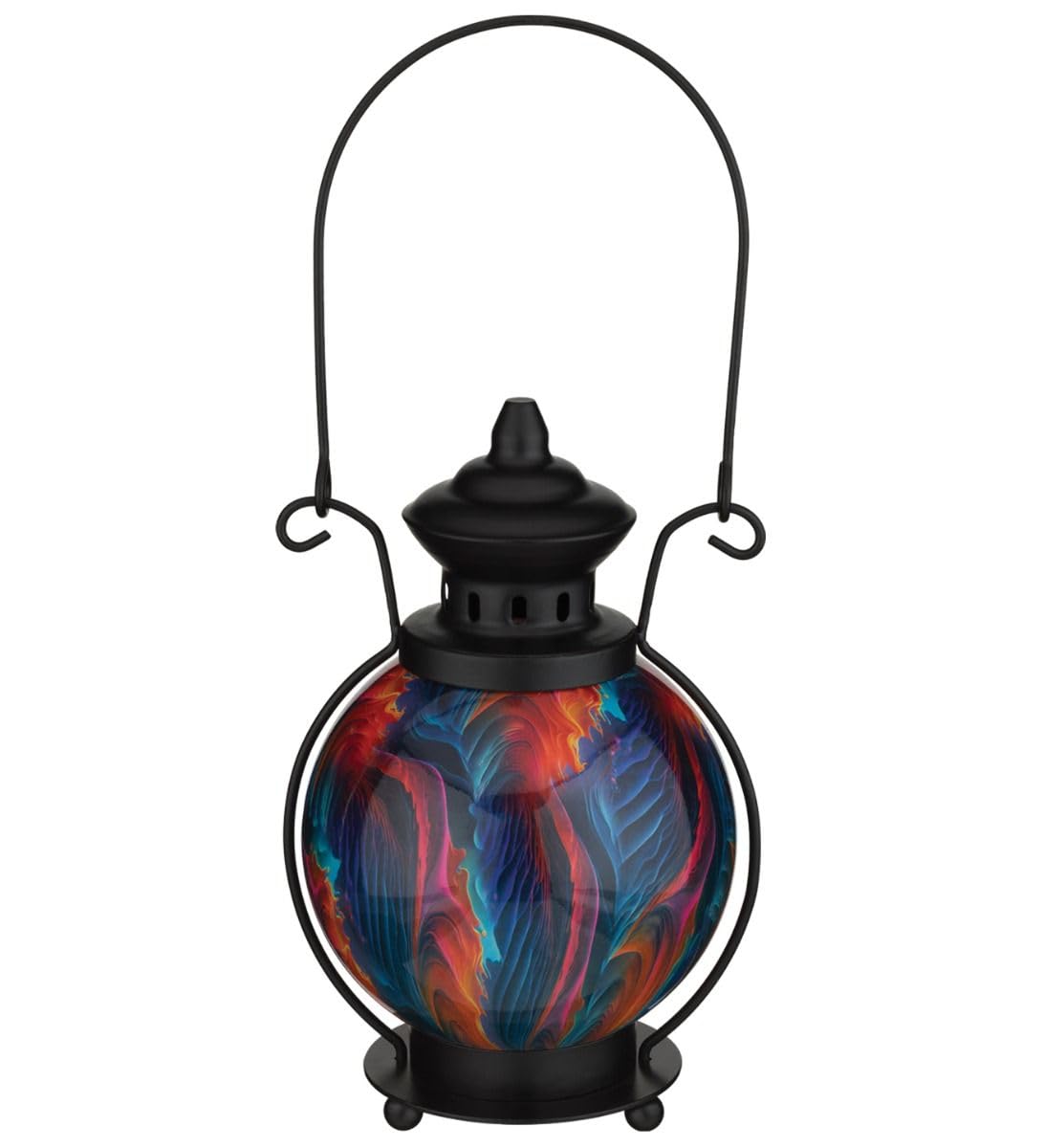 Regal Art & Gift Farol LED decorativo para decoración del hogar, luz de acento interior de metal y vidrio, linterna de mesa con diseño de remolino para sala de estar, dormitorio, iluminación ambiental
