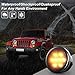 PXPART JK Turn Signal Lights Smoke Lens Amber LED Front Grill Indicator Parking Lights for Jeep Wrangler JK JKU 2007-2017