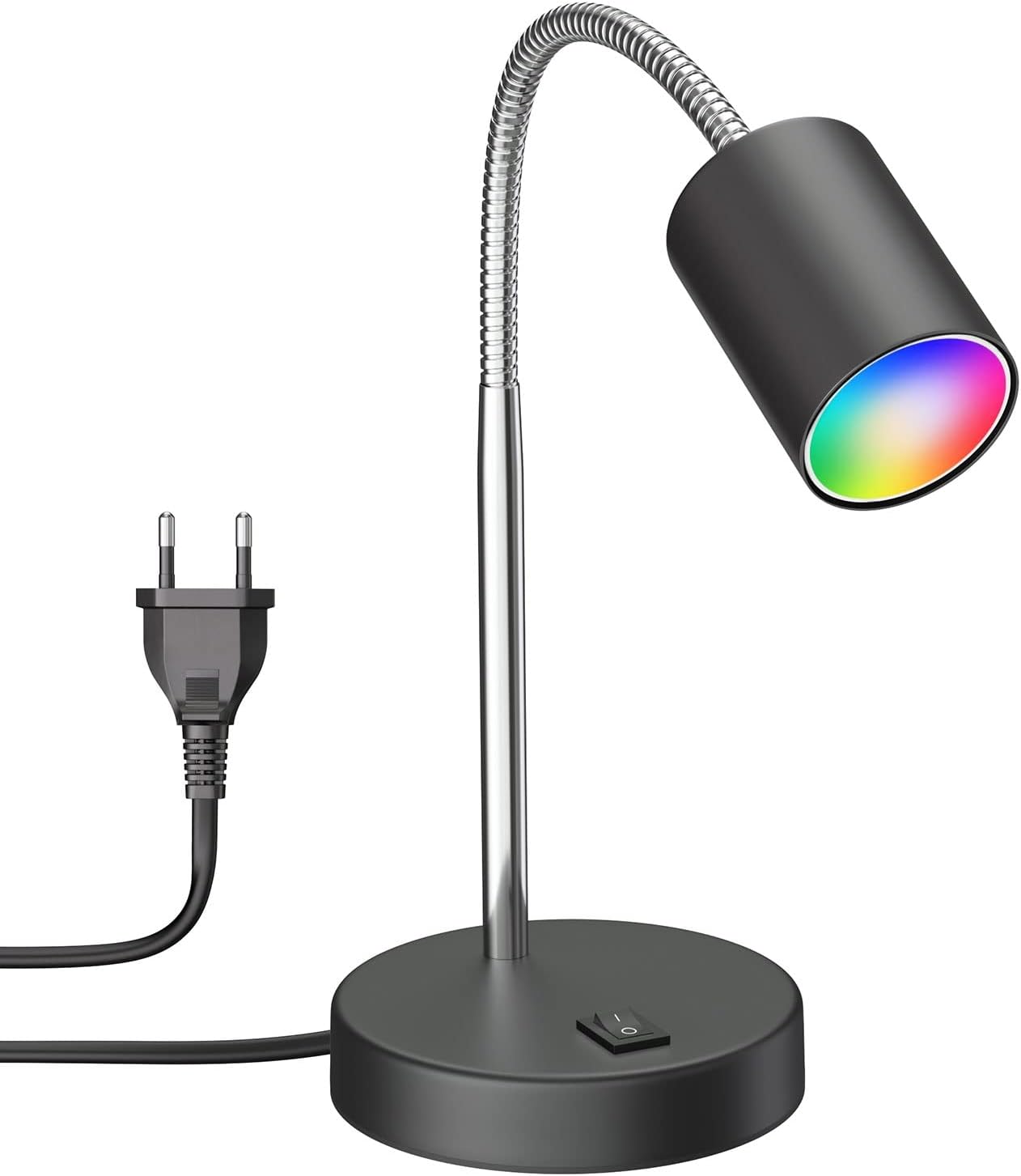 ledscom.de WAIKA Desk Lamp with Gooseneck and Swap Matte Black Consists of Sensible House RGBW GU10 LED Lamp 5.41 W 473 lm