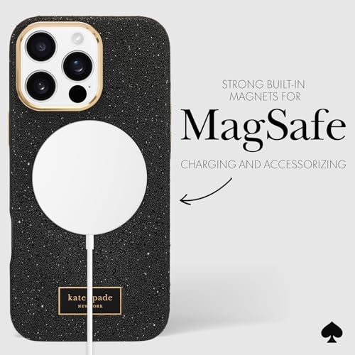 Coque iPhone 16 Pro Max Kate Spade cristal pailleté compatible MagSafe chic - 6