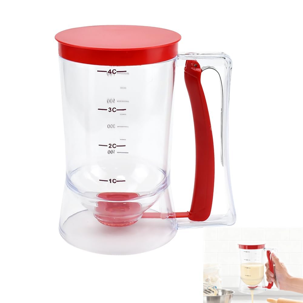Distributeur de Pâte à Gâteau 900ML Distributeur de Pâte 900ML avec Brosse Distributeur de Pâte à Crêpes Verseur Pate a Crepe Outil de Cuisson de Pâte pour Gaufres Crêpes Muffins Pâte à Frire