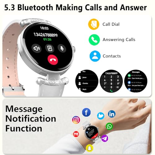 Image of uaue Smart Watches for Women Android iOS, 1.2'' Fitness Trackers with Bluetooth Call (Answer /Make), Smartwatch with Heart Rate,Sleep Monitor, IP68 Waterproof,100+ Sports Mode,White and Silver