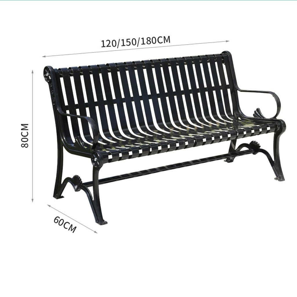 Panca da Giardino Sedie da Parco Panchine da Esterno Sedie da Giardino in Ferro for quartiere for Il Tempo Libero Doppi posti Panchine da Parco for Esterni Plaza Arredo per Veranda(B,180CM)