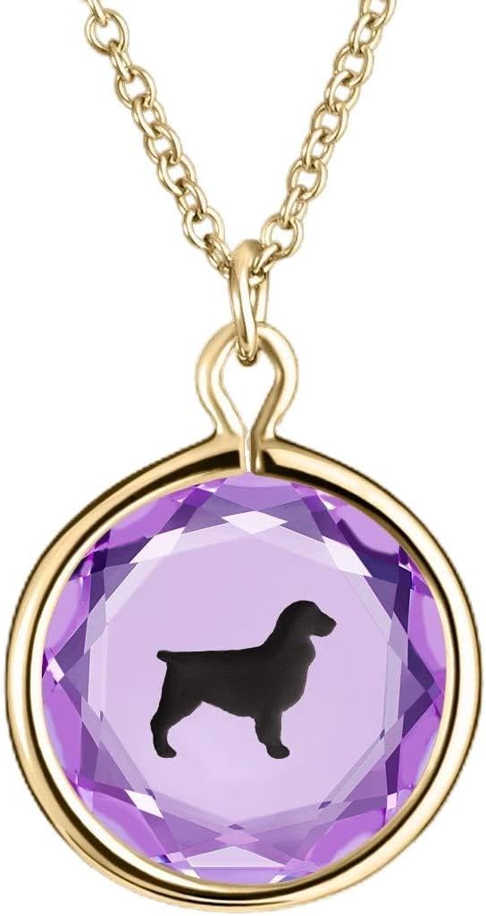 Engraved and Enameled Swarovski Crystal Cocker Spaniel Pendant/Necklace in Sterling Silver