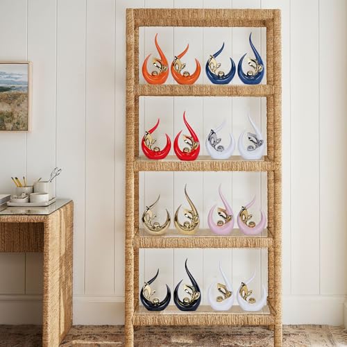 2 PCS Gold Decor Accents Mid Century Modern Decor Golden Living Room Decor Ceramic Sculpture Centerpiece Table Decorations Centerpieces for Tables Kitchen Shelf Bookshelf Office Dining Table Decor - Image 6