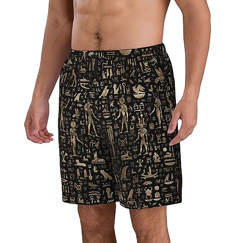 Ancient Egyptian Hieroglyphs Black Gold Mens Swim Trunks Quick Dry Swim Shorts Swimwear Bathing Suits with Pockets3