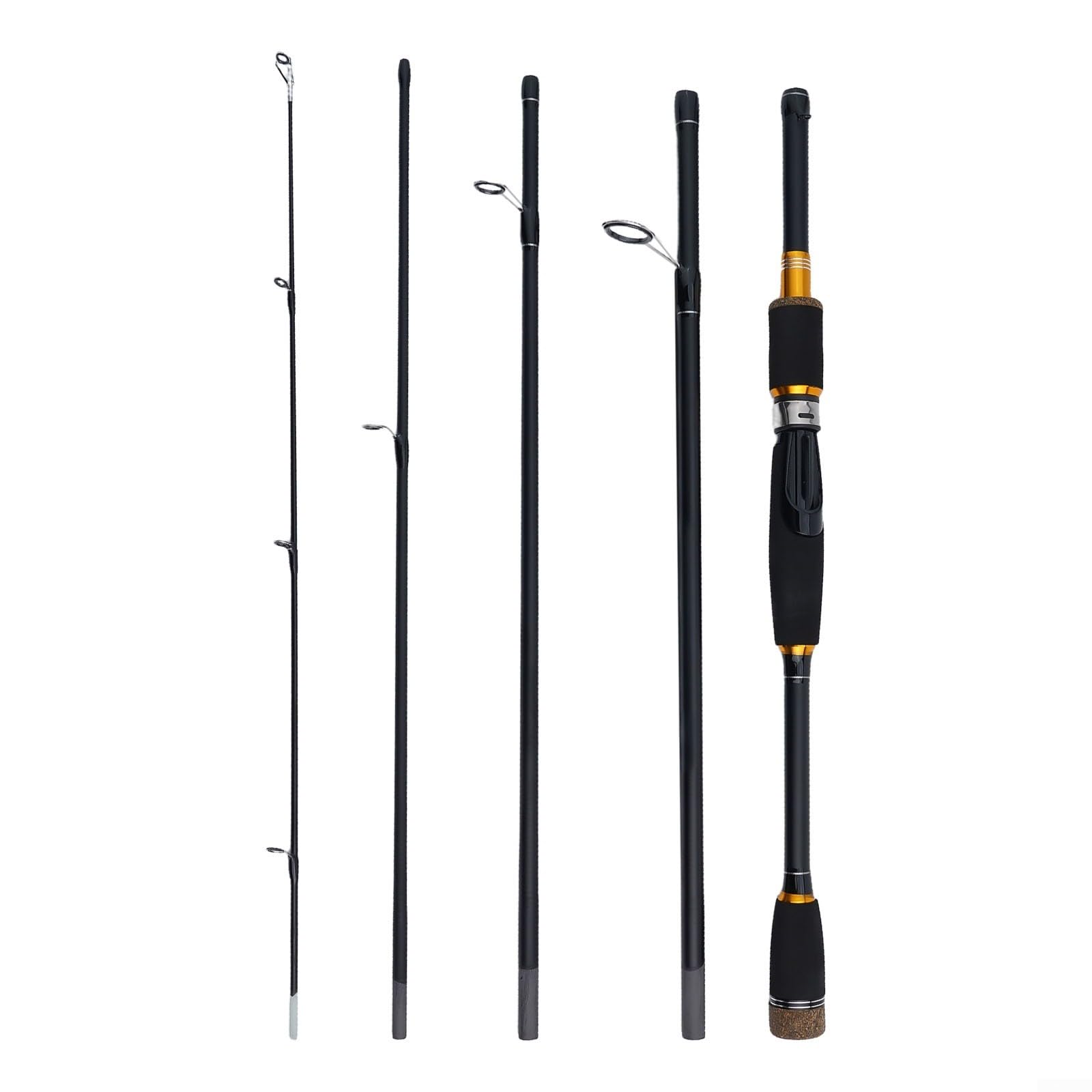 Caña de pescar de fibra de carbono 1.8/2.1m ML Viaje Spinning Rod Baitcasting Barra 4-5 Secciones Portátil