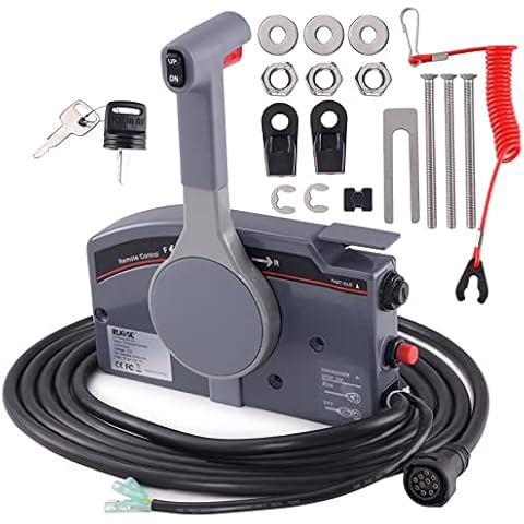 Rupse Outboard Remote Control Box Side Mount Push Open Outboard Motor,Boat Throttle Control For Yamaha With 10 Pin Cable 16.7Ft Harness OEM 703-48205 Cover