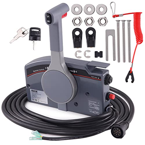 Rupse Outboard Remote Control Box Side Mount Push Open Outboard Motor Boat Throttle Control For Yamaha With 10 Pin Cable 16.7Ft Harness OEM 703-48205