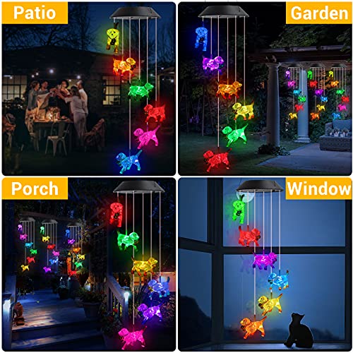Image of Toodour Solar Wind Chime, Color Changing Wind Chimes Dog, LED Decorative Mobile, Gifts for Mom Grandma, Waterproof Outdoor Decorative Lights for Garden, Patio, Yard, Window Outdoor Decor