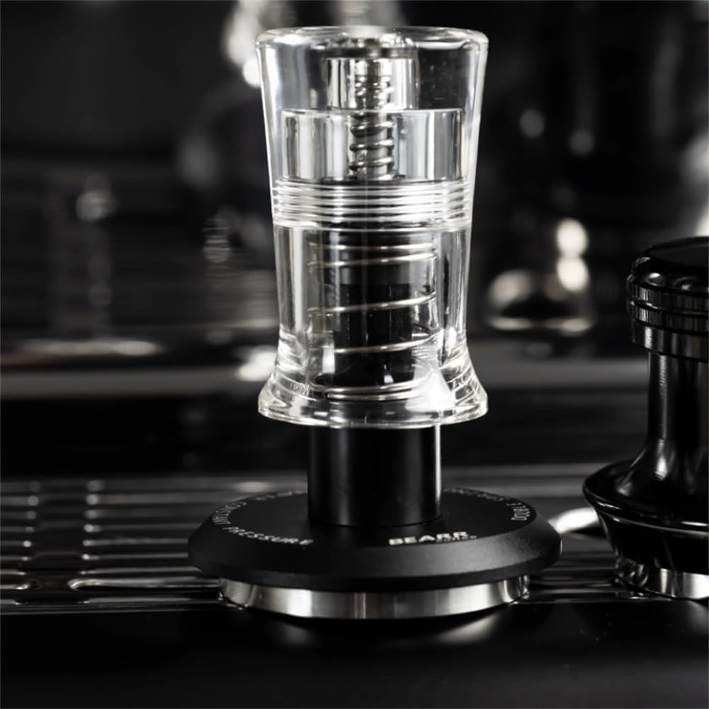 Tamper de café con falda niveladora y resorte calibrado de 30 libras para portafiltros de 51 mm, 53 mm, 58 mm, accesorios espresso (53,75 mm)