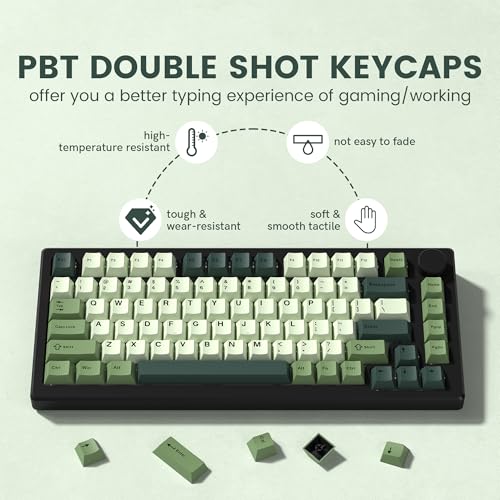 Image of dagaladoo Keyboard keycaps Set, Double Shot PBT keycaps,Cherry Profile Custom Key caps 60 65 75 100 Percent for Cherry-mx Full Size Retro Mechanical Keyboard,Matcha Green