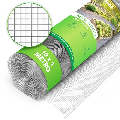 LAINFELD Grelha de arame de malha fina | 10 x 1 metros | Grelha para roedores para bancos altos com malha de 6,3 mm | fio para coelhos para aviários