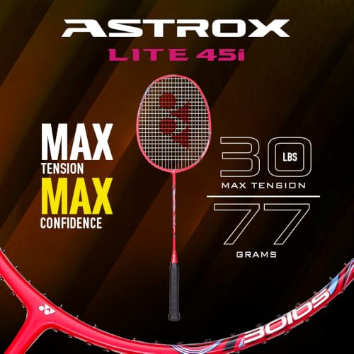Image of Yonex Graphite Strung Badminton Racquet Astrox Lite 45i (G4, 77 Grams, 30 lbs Tension, Scarlet)