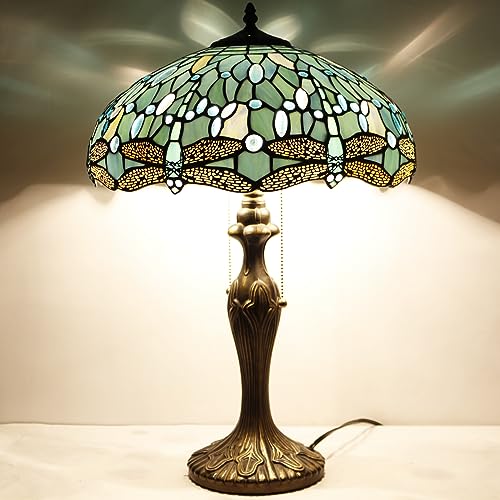 Image of WERFACTORY Tiffany Lamp Stained Glass Bedside Table Lamp Desk Reading Light