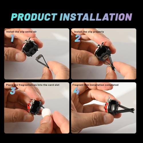 Image of 5 PCS Ladybug Car Decor, Bling Lady Bug Air Freshener Vent ClipsCar Accessories Decoration for Refillable Outlet Diffuser, Universal for Most Cars (Ladybug)