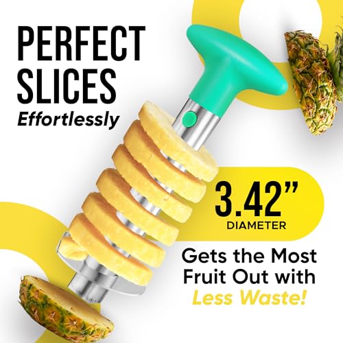 Pineapple Corer and Slicer with Triple Reinforced Stainless Steel with Thicker Blade - Easy-to-Use Pineapple Corer & Pineapple Cutter - Pineapple Slicer and Corer Tool for Easy Core Removal by Zulay