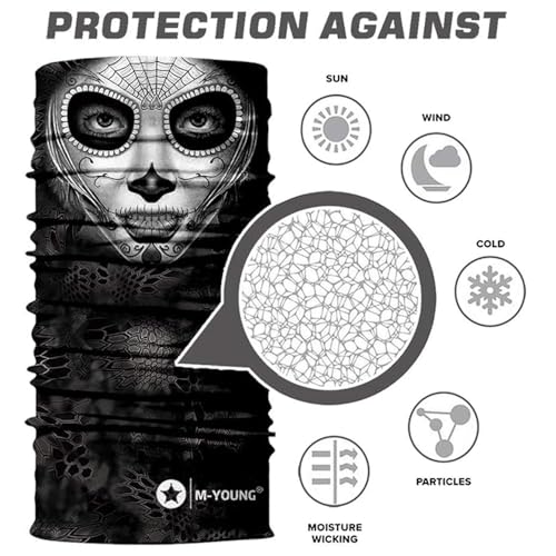 Image of Skull Face Sun Mask Half,Bandanas,Neck Gaiter, Headwear, Headband for Fishing, Hunting,Yard Work