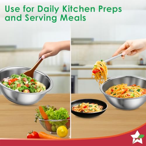 Image of Wonderchef Ambrosia Stainless-Steel Mixing Bowl (3 Pcs.) | 17 cm (775ml), 20 cm (1.35 L), 24 cm (2.4 L) | Stackable, Food-Grade, Non-Corrosive, Sturdy | Use to Mix, Marinate, Serve | 1-Year Warranty