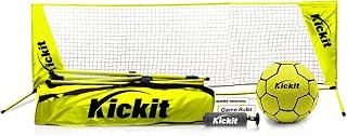 Kickit Soccer Tennis Game Set, Portable 6.5' Wide x 2' High Net & Soft Lightweight Ball, Play Outdoors, Indoors, Backyard, Beach, Complete Skills Training & Travel Friendly, Original