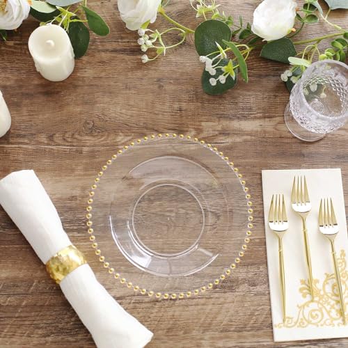 Efavormart DSP_BO4239_12_CLGD Efavormart 10 Pack Clear Plastic Soup Bowls With Gold Beaded Rim, Round Disposable Dessert Salad Bowls thumb #4