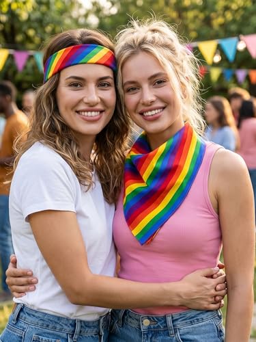 Image of URATOT 6 Pack Gay Pride Rainbow Bandanas Cotton Handkerchiefs, Support LGBT Causes