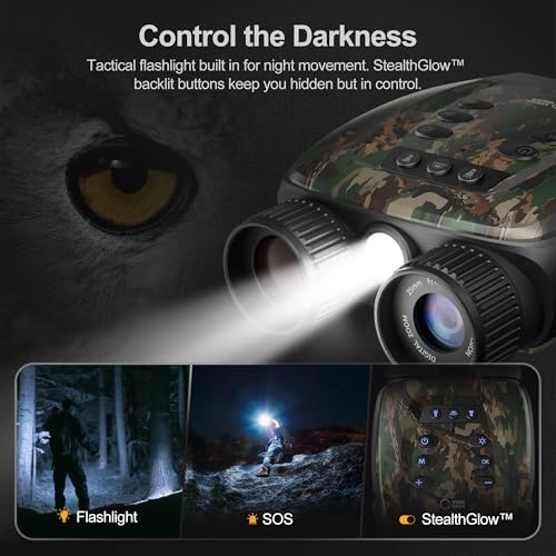 Image of VisioGear Night Vision Binoculars - Night Thunder X3 4K Night Vision Goggles for Adults, AI Color Mode, 2000ft Range, 5000mAh Battery, 32GB Card for Camping & Hunting, Camouflage