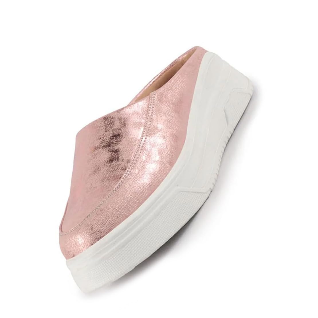 fausto Women Classic Back Open Casual Platform Shoes | Metallic Slip-On Mule Sneakers for Party | Lightweight Comfortable Sneakers-picture-31