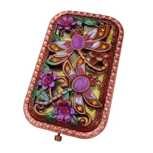Mini specchio tascabile, specchio da borsa retrò a fiori, specchio cosmetico portatile doppio lato, specchio tascabile pieghevole antico, per donne ragazze donne cosmetici acconciatura regalo di
