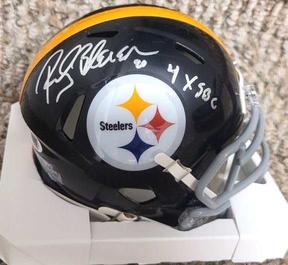 Autographed Rocky Bleier "4x SBC" Pittsburgh Steelers mini helmet JSA