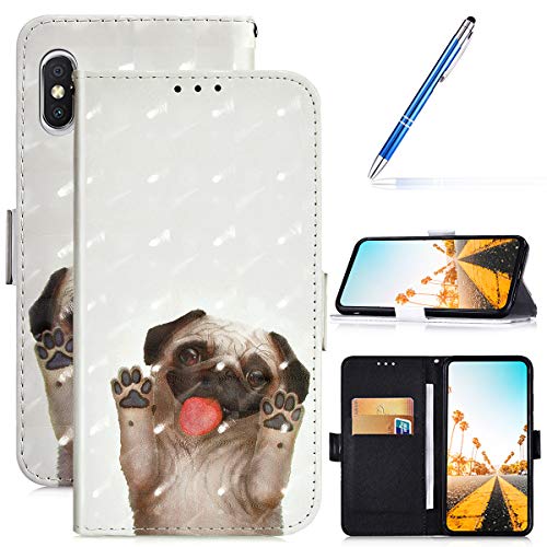 Robinsoni Case Compatible with Xiaomi Redmi S2 Cover PU Leather Case Folio Flip Wallet Cover with Kickstand Hand Strap Card Slots Magnetic Closure Notebook Cover Wallet Case,Shar Pei