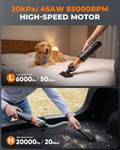 Image of A10 Cordless Car Vacuum & Air Duster, 20000Pa 4-in-1 Portable Mini Vac | 7800mAh 50-Min Runtime, One-Touch Empty, Type-C Fast Charge for Home, Office, Keyboards, Pet