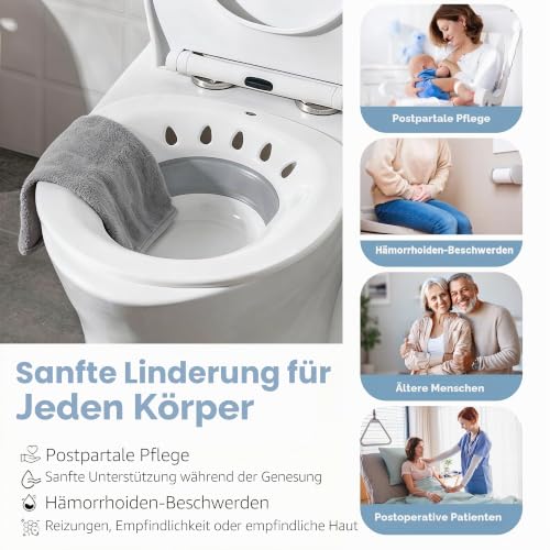 Faltbares Sitzbad für Toilette, Bidet Einsatz für Toilette Tragbares Bidet Einsatz für Hämorrhoidenbehandlung und Wochenbettpflege für Schwangere und Ältere Menschen